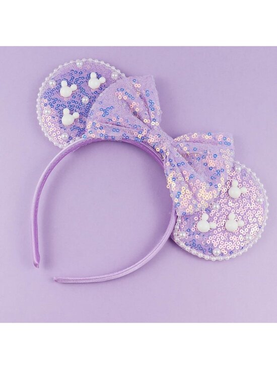 Women Purple Polyester Velvet Mickey Mouse Halloween Costume Headband main image 4